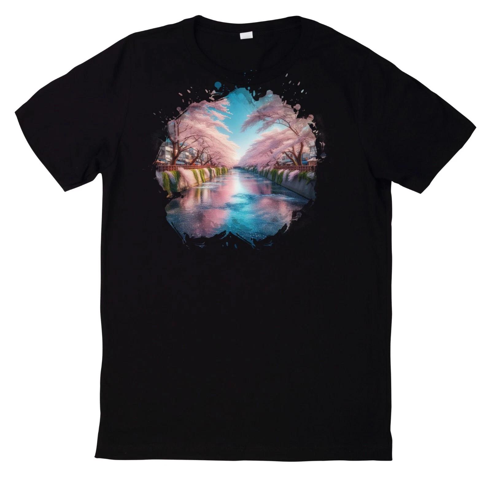 T-Shirt Aquarell ruhige Kirschblüten Welt Motiv M