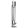 Fireplace Tool Set, 3 PCS Fire Tool Set and Holder with Stand, Tongs, Fire Place Poker, Wrought Iron Fireplace Accessories for Campfire Backyard