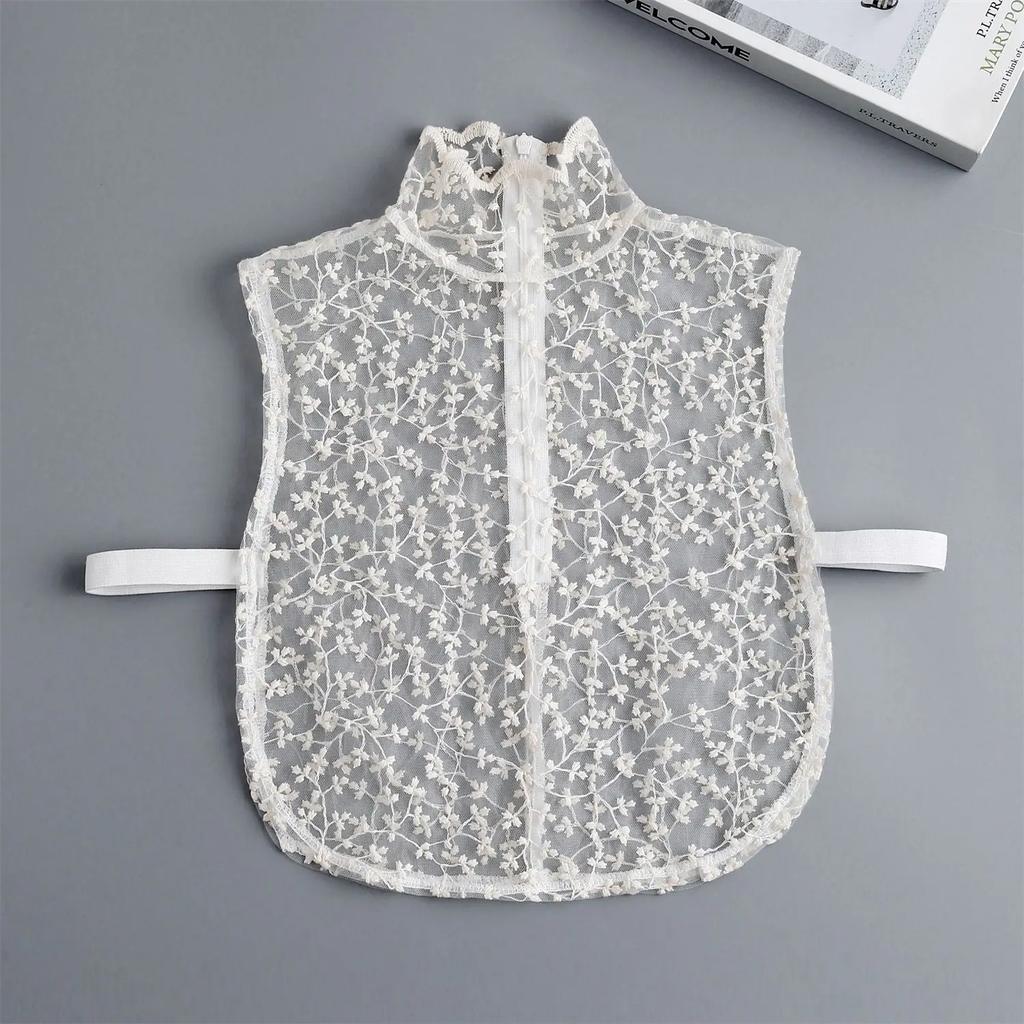 New Mesh Lace Stand Fake Collar for Women Summer Dress Casual High Collar Sexy Solid Detachable False Collar