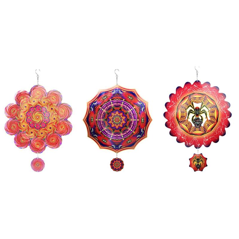 

M-Modern-Wind Sculpture Yard And 3D Rotating Wind Spin Yard Garden Metal Halloween Wind Chime Wind Spinner Pendant Decoration червоний