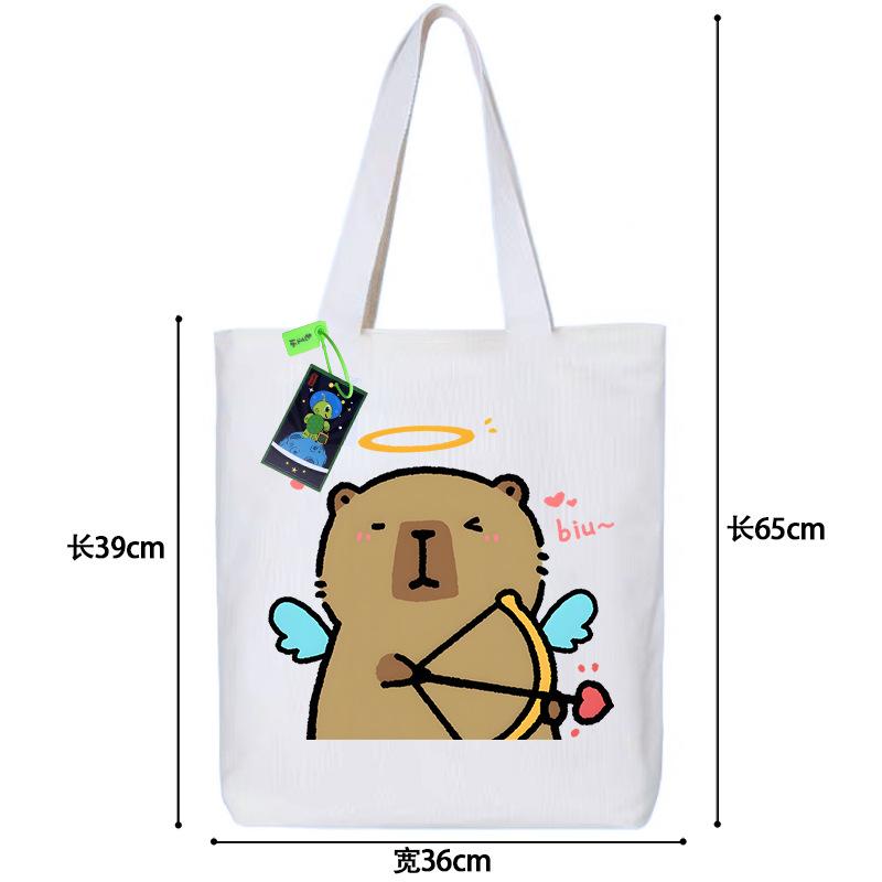 High value kapibara canvas bag anime small fresh ins simple portable handbag