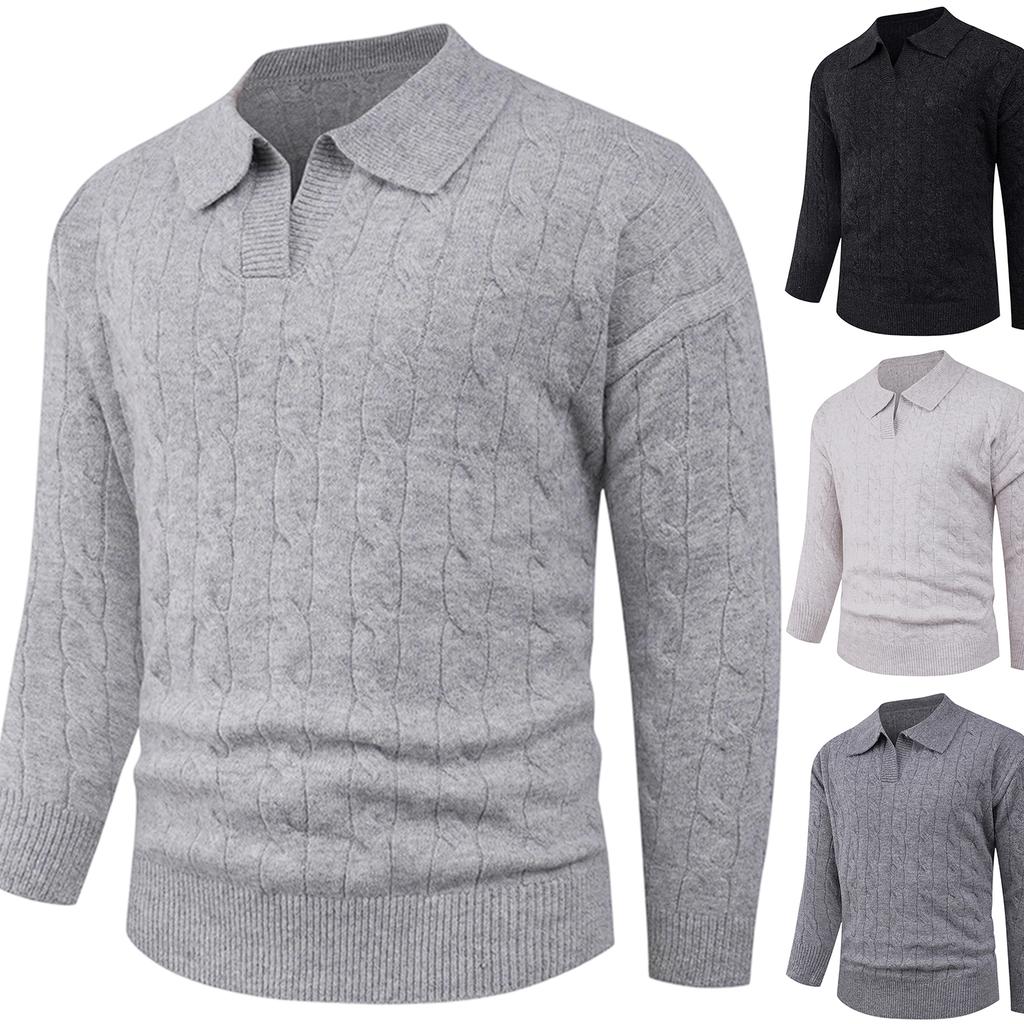 Men's  Fashion  Knitting  Pullover  Flip Collar  Long Cleeves  Sweater
