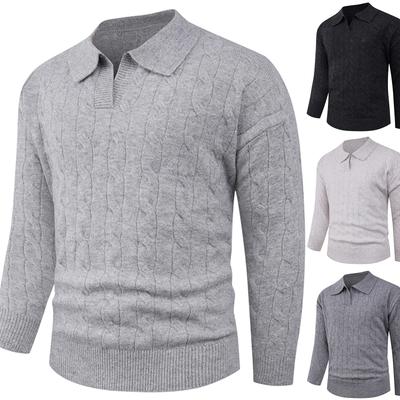 Men's  Fashion  Knitting  Pullover  Flip Collar  Long Cleeves  Sweater