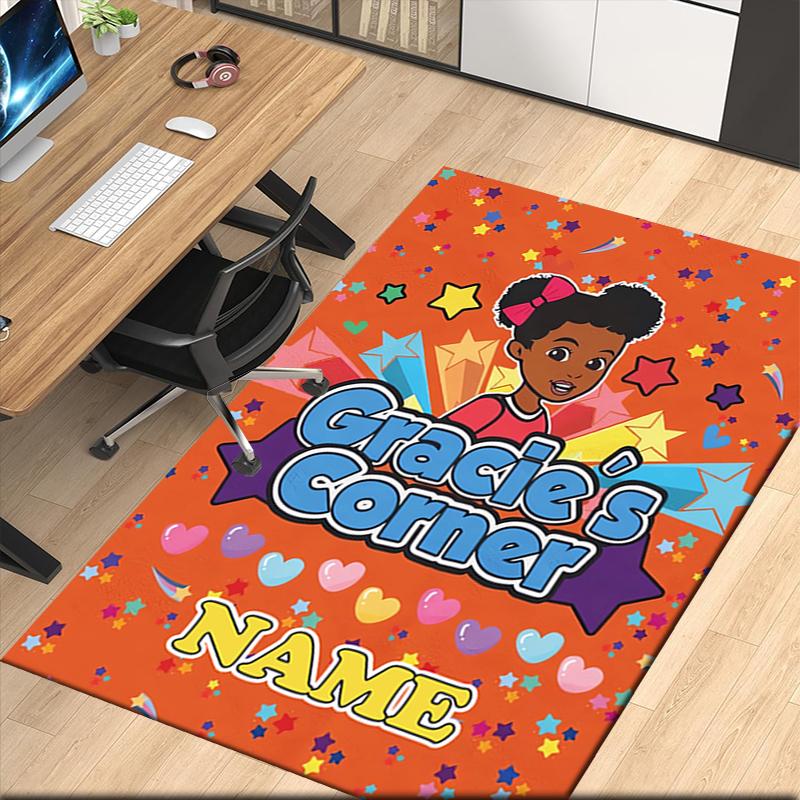 Custom Name Gracie's Corner Printed Carpet, for Office Chair Living Room Bedroom Kitchen Room Decor Gifts.