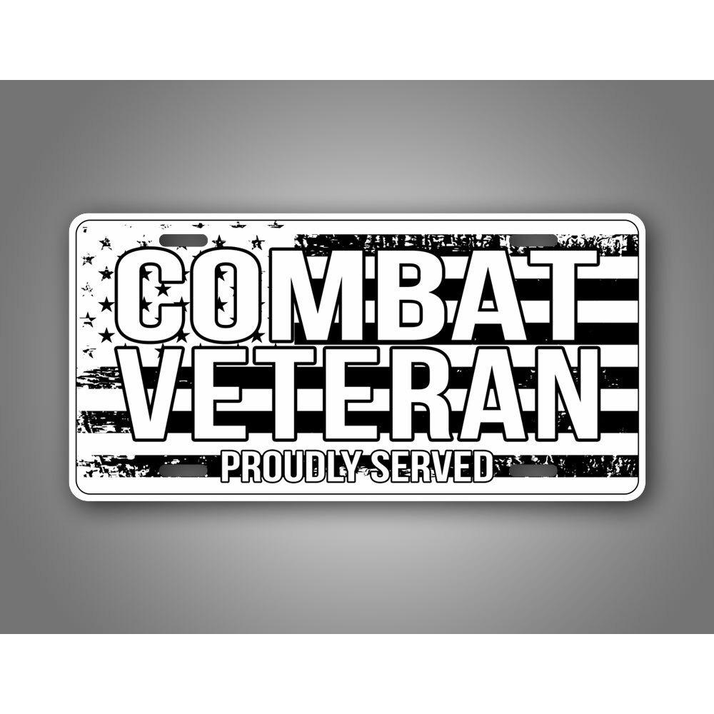 1pc Personalized Military License Plate Custom American Flag Patriotic Veteran Auto Tag белый