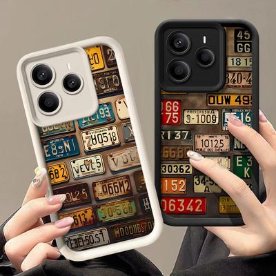 Handyhülle mit Kennzeichenmuster für Xiaomi 14T 13T Pro Poco X7 F6 X6 Redmi Note 14 13 Pro 12 11 Weiches Silikon Stoßfest Mattes TPU Bumper Cover
