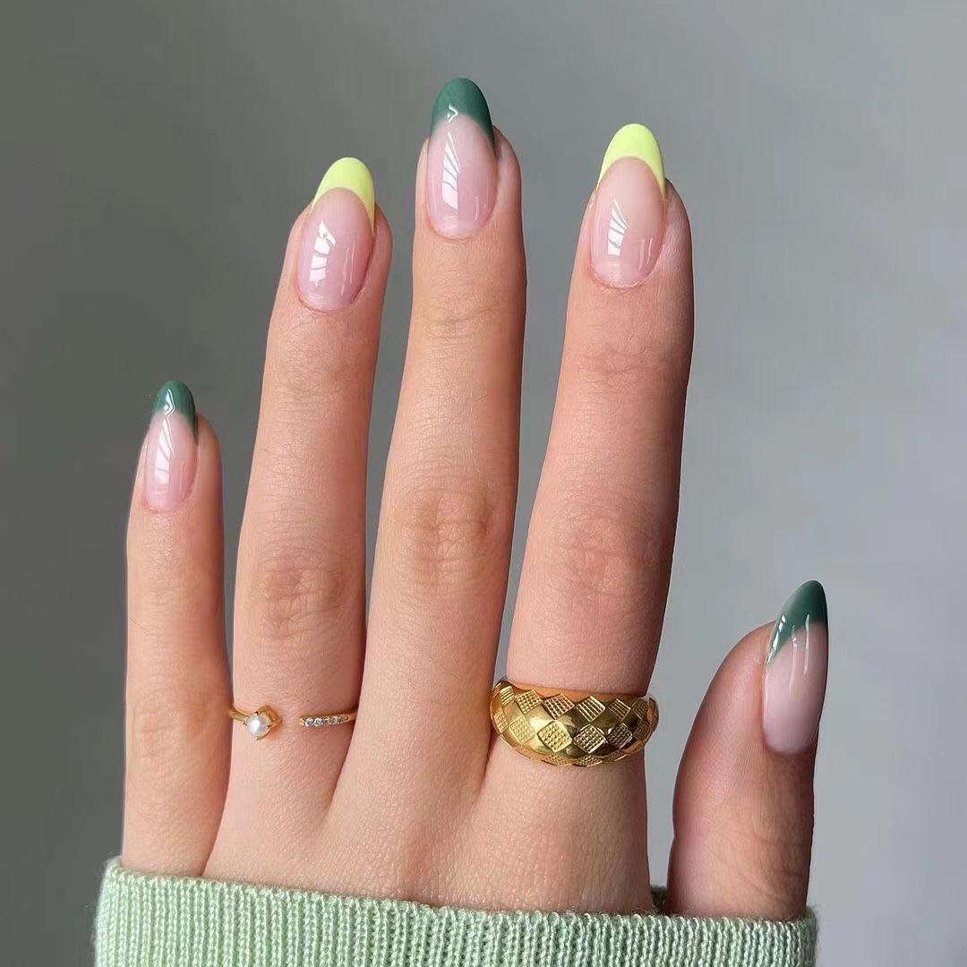 

[Clearance] French olive green jump color wearing nail manicure nail piece nail patch fake nail