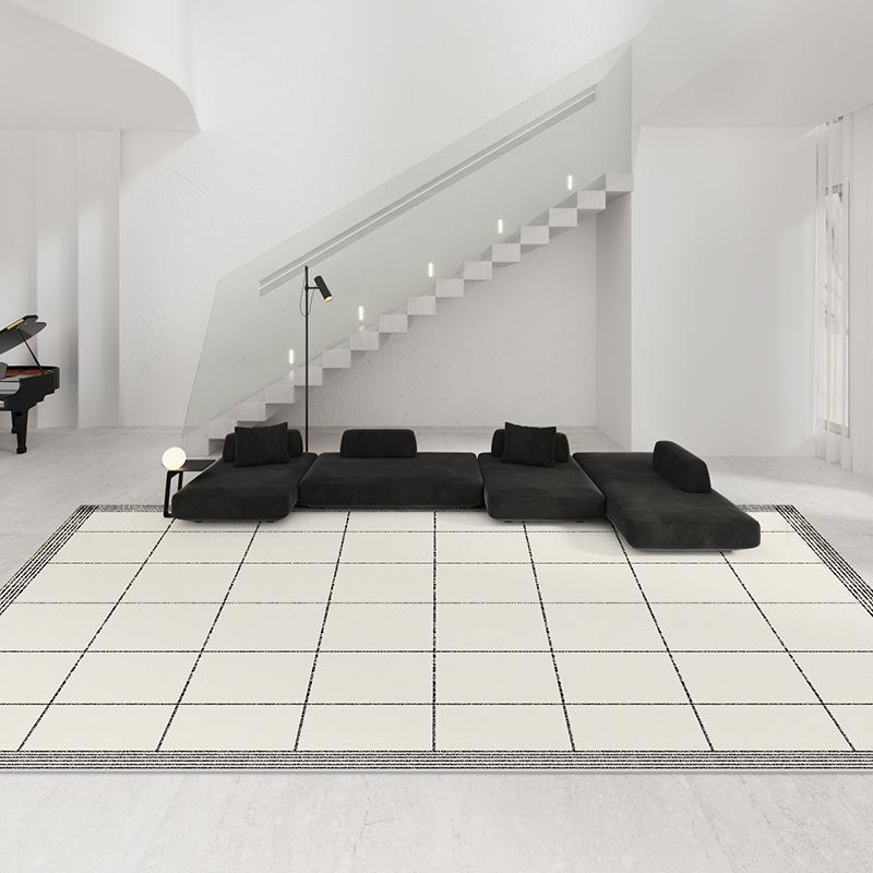 Neuer 2024 Schwarz-Weiß Wasserdichter Schlingen-Velourteppich - Stilvolles, von Düften inspiriertes Design für Wohnzimmer oder Schlafzimmer