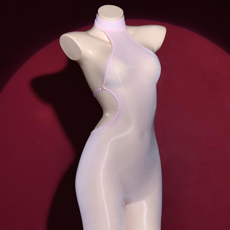 "6D Super Shiny Horse Oil Stockings Open Crotch Backless Jumpsuit – Sexy, Tight, Alluring Full-Body Wrap"