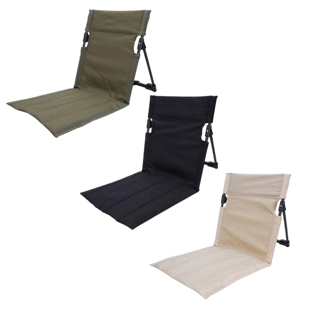 Folding Beach Chair with Back Support Outdoor Camping Chair Portable Floor Chair Lounge Recliner for Camping Hiking