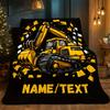 Custom Excavator Fleece Blanket Personalized Name All Season Soft Throw For Kids Boys Construction Tractor Bedding Decor