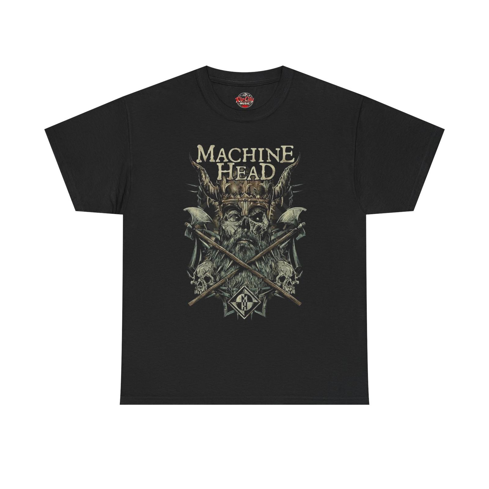 Machine Head The Blackening Bearded Crowned Viking Axes Rock Band Unisex T-Shirt L