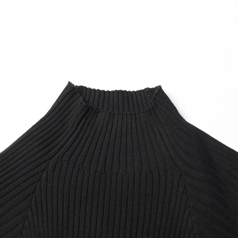 2026 Summer Women's Elegant Hollow Twist Knit Sweater - Slimming Waist, Half High Collar Knitwear