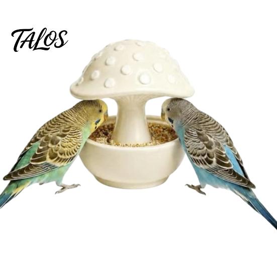 Talos Mushroom Bird Feeding Bowl, No Mess Pet Cage Feeder, Covered Food or Water Bowl for Small Animals Budgie Cockatiel Hamster