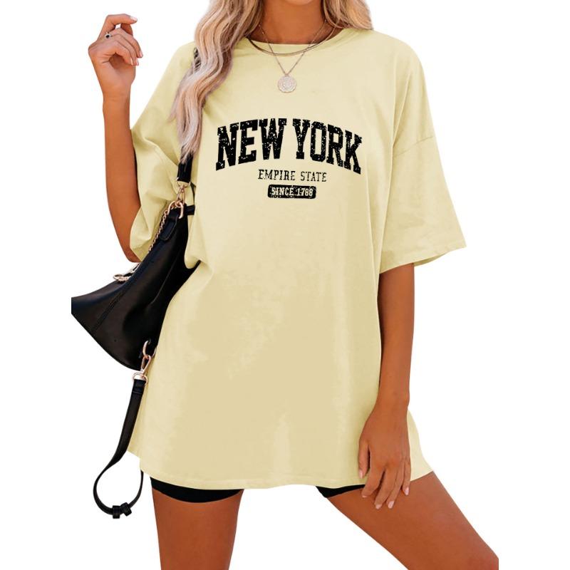 Women's Plus Size Casual V-Neck T-Shirt  Half Sleeve Letter Print Ladies T Shirts