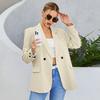 Women Fall Spring Suit Coat Formal Business Style Button Closure Cardigan Solid Color Plus Size Loose Lapel Long Sleeve Pockets OL Commute Jacket