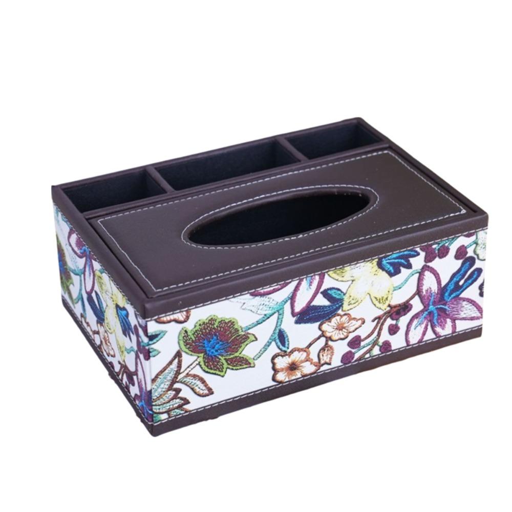 Anti-moisture Multi-functional Tissue Box Artificial Leather Tissue Organizer  Cafe Style F