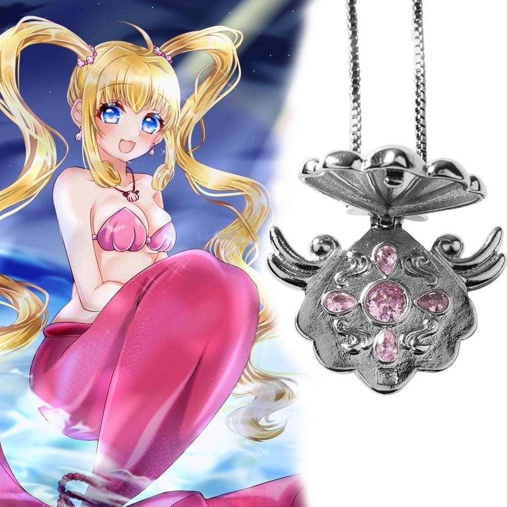 Colar Melody da Sereia Pingente de Desenho Animado Com Concha Multicolorida Para Fãs de Anime