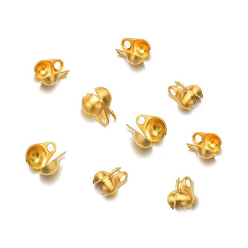 50pcs 100pcs Gold Color Fitting Stainless Steel Ball Chain Calotte Crimp Beads Connectors End Clasp DIY Bracelet Necklace Making