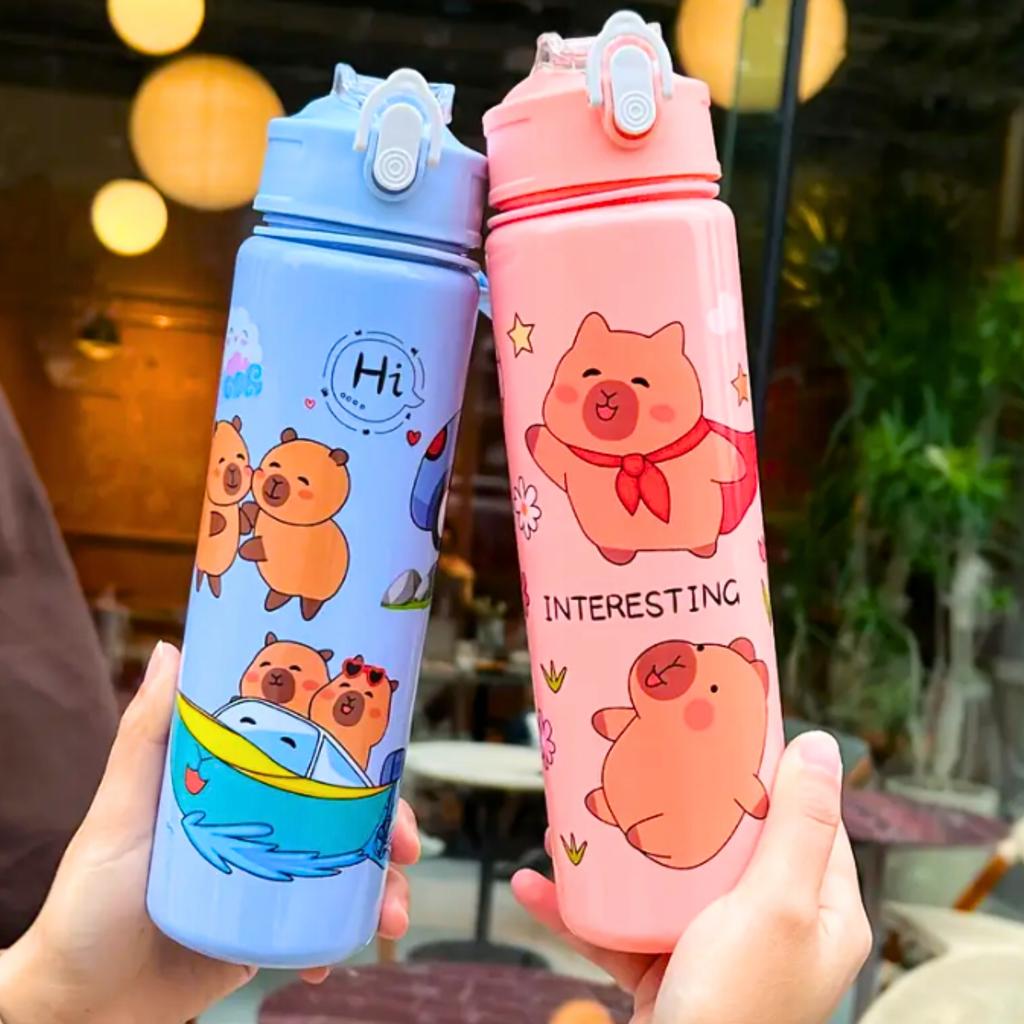 Capybara Water Bottle With Straw For Children To School 690 Ml