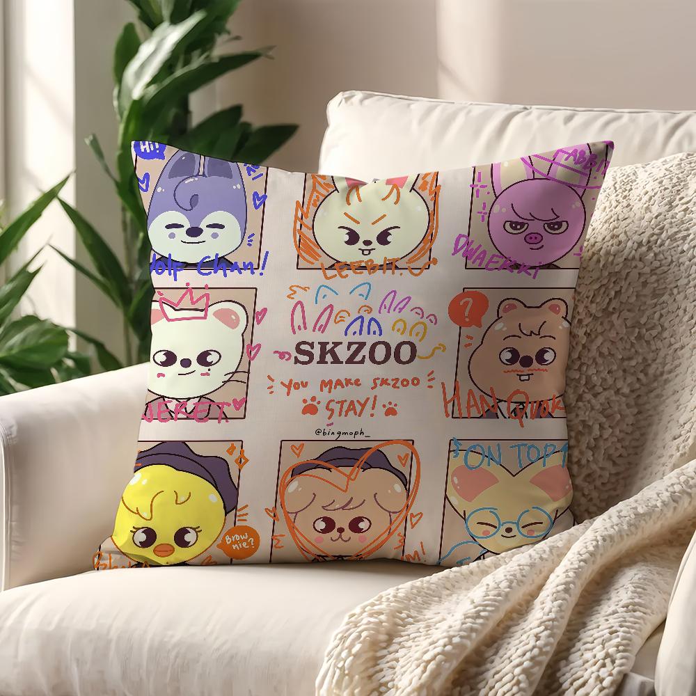 Kpop S-Skz-oo-S Cartoon cushion cover For Pillow Sofa Printing Decoration Room Home Office Coffee Shop Car Nordic Simplicity