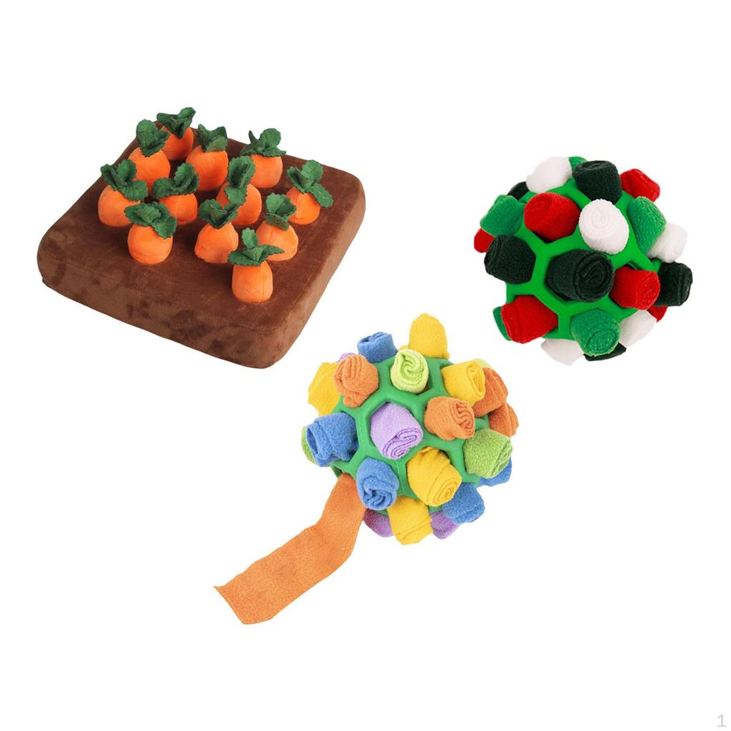 Creative Dog Carrot Plush Toy 2x Interactive Puzzle Balls Vegetable Fruit Molars
