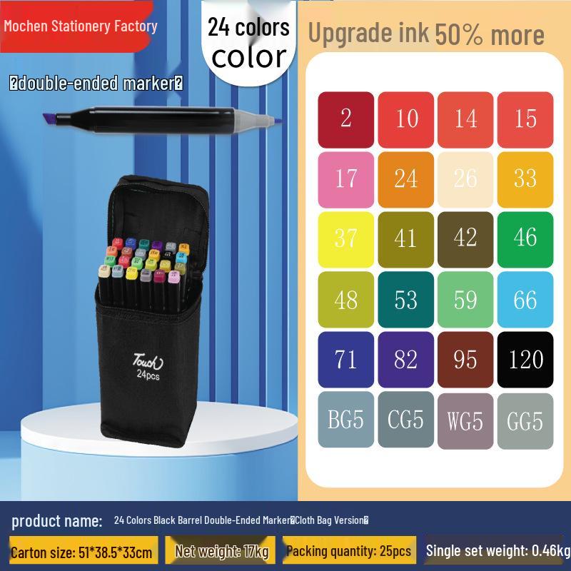 Double-Headed Quick-Drying Black Marker & Watercolor Pen Set for Kids