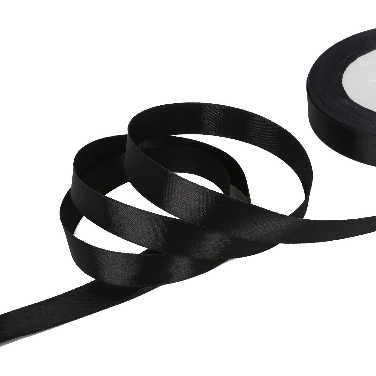 

25 ярдов атласные ленты для свадьбы, дня рождения, подарочная упаковка, рождественские принадлежности для Хэллоуина, фестиваля, ленты для рукоделия своими руками 15mm 25yards чёрный