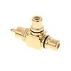 Copper Gold-Plated Lotus 1 Divided Into 2 Rca Male To 2 Rca Female Audio Signal Converter Rca 3 Head Converter Connector