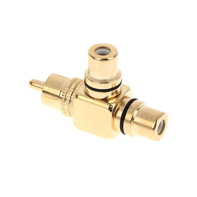 Copper Gold-Plated Lotus 1 Divided Into 2 Rca Male To 2 Rca Female Audio Signal Converter Rca 3 Head Converter Connector