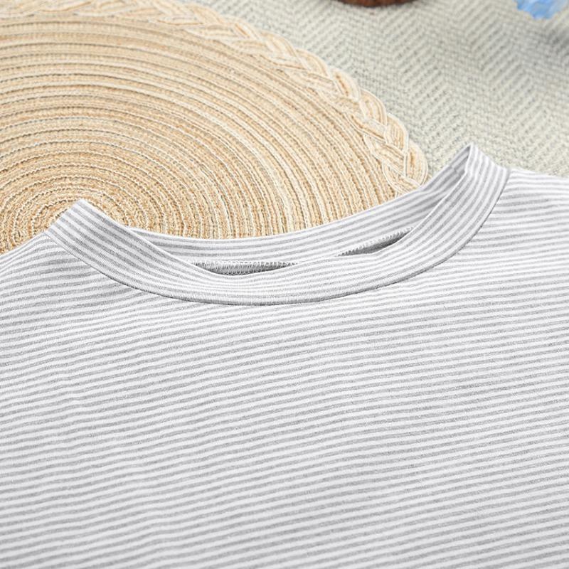 Pigiama a righe da donna Set T-shirt a maniche corte e pantaloncini Indumenti da notte Set da 2 pezzi per donna Casa Casual Ampio Girocollo Pigiama
