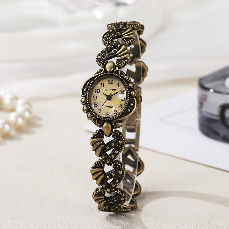 Vintage Analog Quartz Watch Arabic Numerals Dial Wristwatch Women Watches