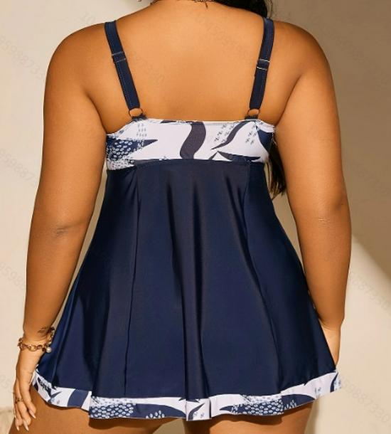 2025 European Slimming Tummy-Covering Tankini: Printed Plus Size Conservative Swimsuit for Vacation & Hot Springs