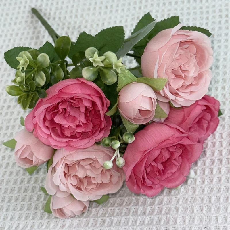 

1/2Pcs 30cm Rose White Silk Bouquet Peony Artificial Flower Buds Bride Wedding Decor Home Decoration Fake Flower Valentine s Day 1Pcs роза розовый