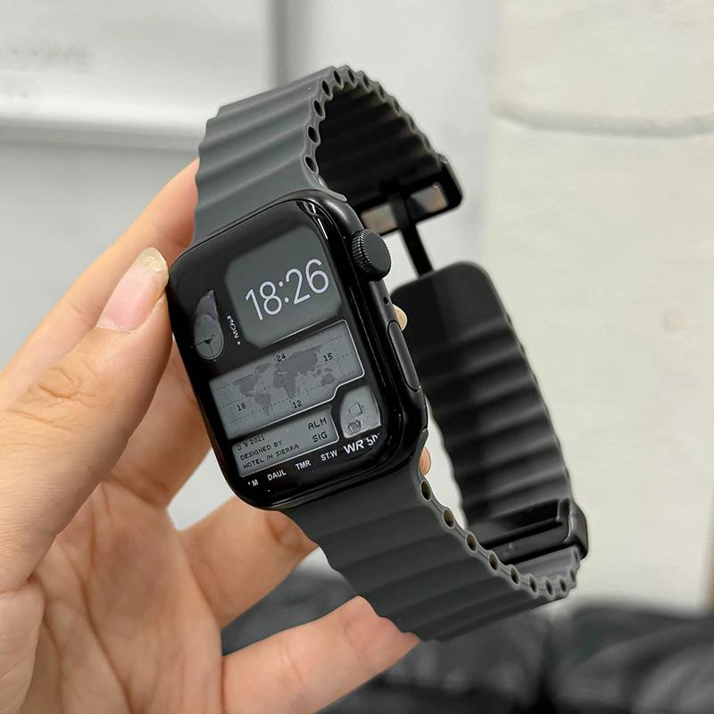 Ocean-Armband für Apple Watch 10 9 8 7 Ultra-Armband 46mm 45mm 49mm 44mm 41/42mm Silikon Magnetisches Sportarmband iWatch Series se 6
