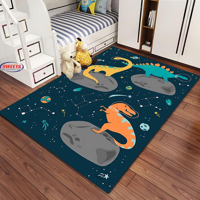 Cartoon Dinosaur Space Carpet for Living Room Cartoon Childrens Bedroom Rug Sofa Doormat Kitchen Floor Mat Anti-slip Decor Gifts