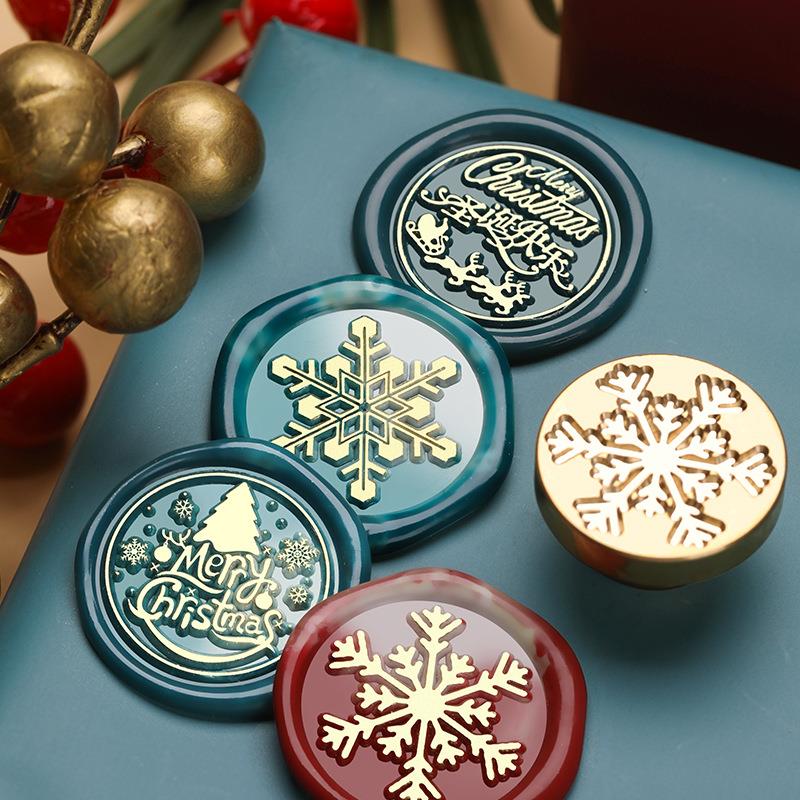 2.5cm Christmas Series Wax Seal Stamps Vintage Merry Christmas Tree Snowflake Head DIY Festival Gift Wrapping Cards Scrapbooking
