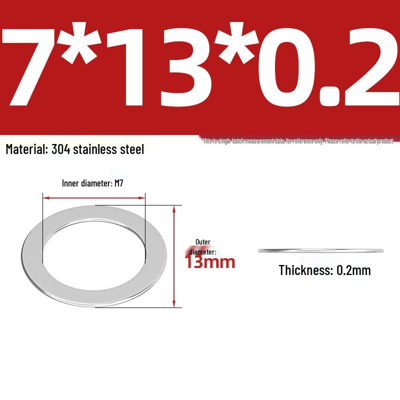 304 Stainless Steel Ultra-Thin Flat Washers - Available in Thickness: 0.1mm, 0.2mm, 0.3mm, 0.5mm