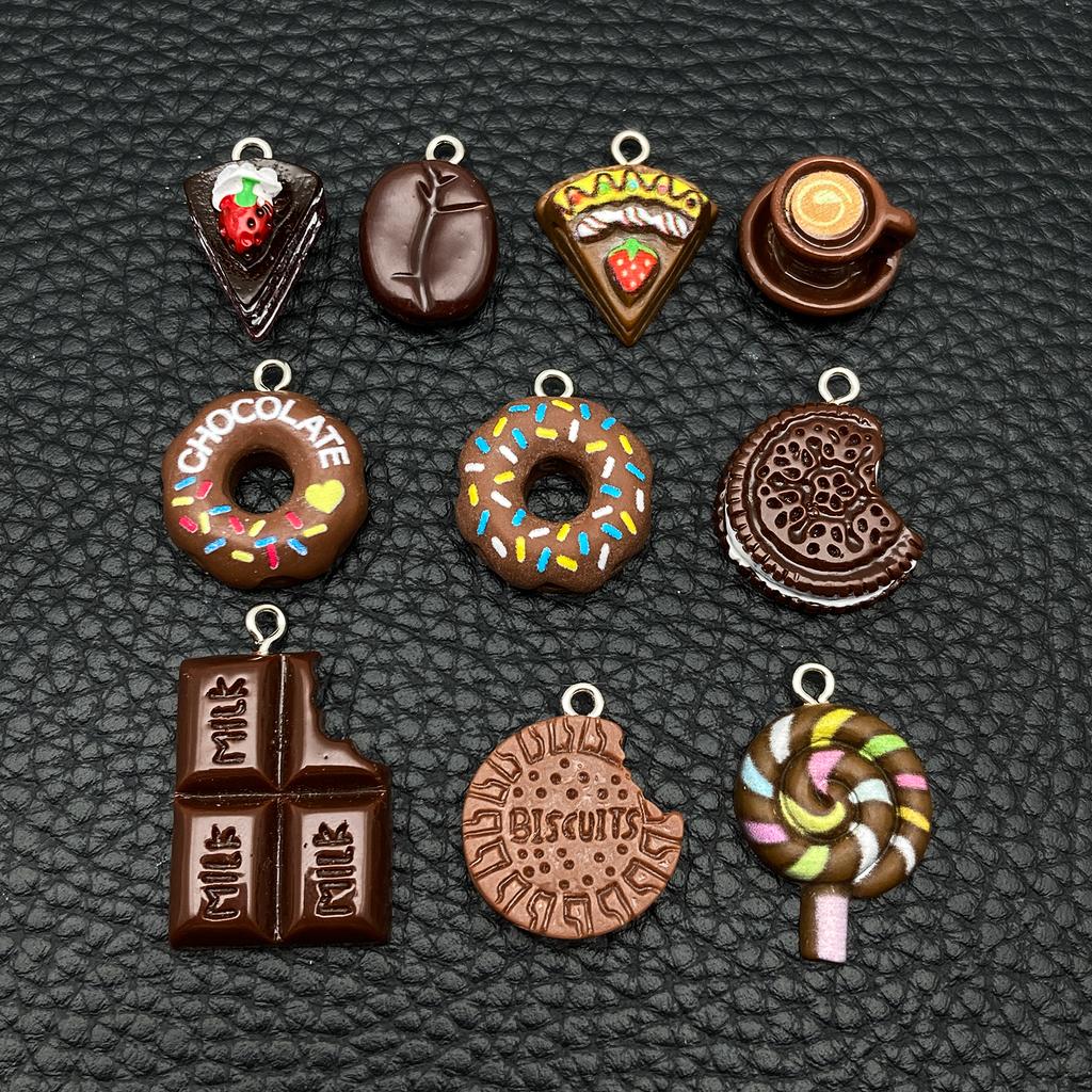 10Pc/Set New Popular Realistic Coffee Bean And Coffee Cup Pendants, Resin Accessories For Diy Creative And Fun Earrings Necklace