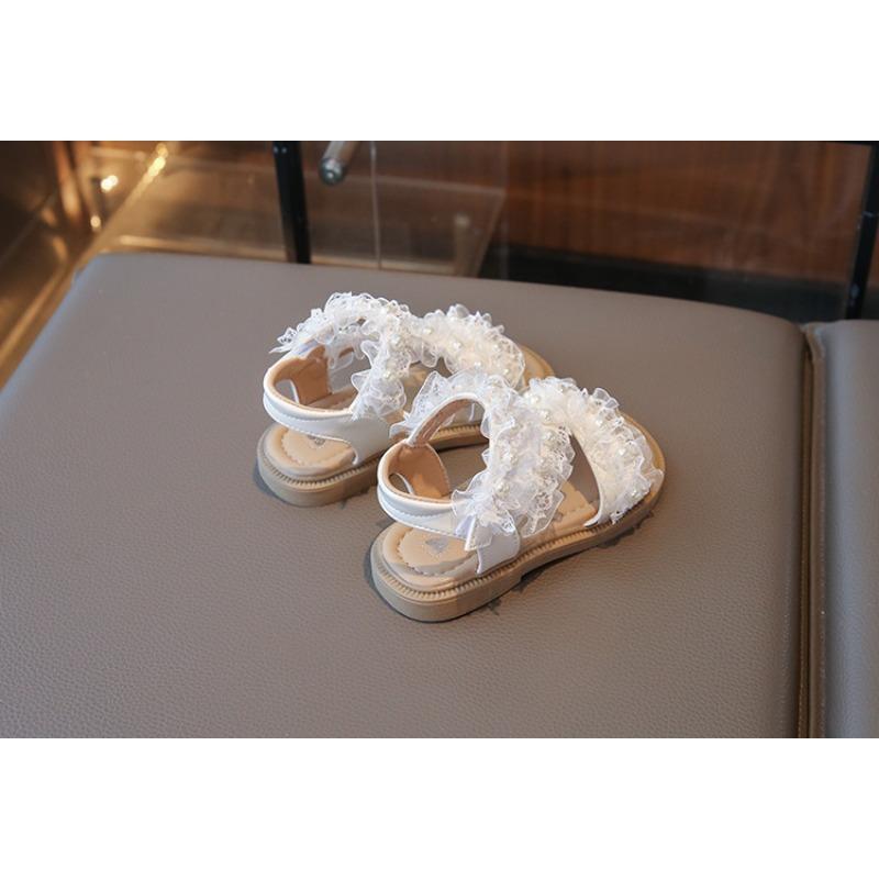 Girls' Lace Sandals | Fashionable Anti-Slip Soft-Sole Beach Shoes for Toddlers & Little Girls Elegant Party Shoes