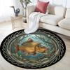 Underwater Fish Emblem Round Area Rug Under Office Chairs Bedroom Living Room Home Decor