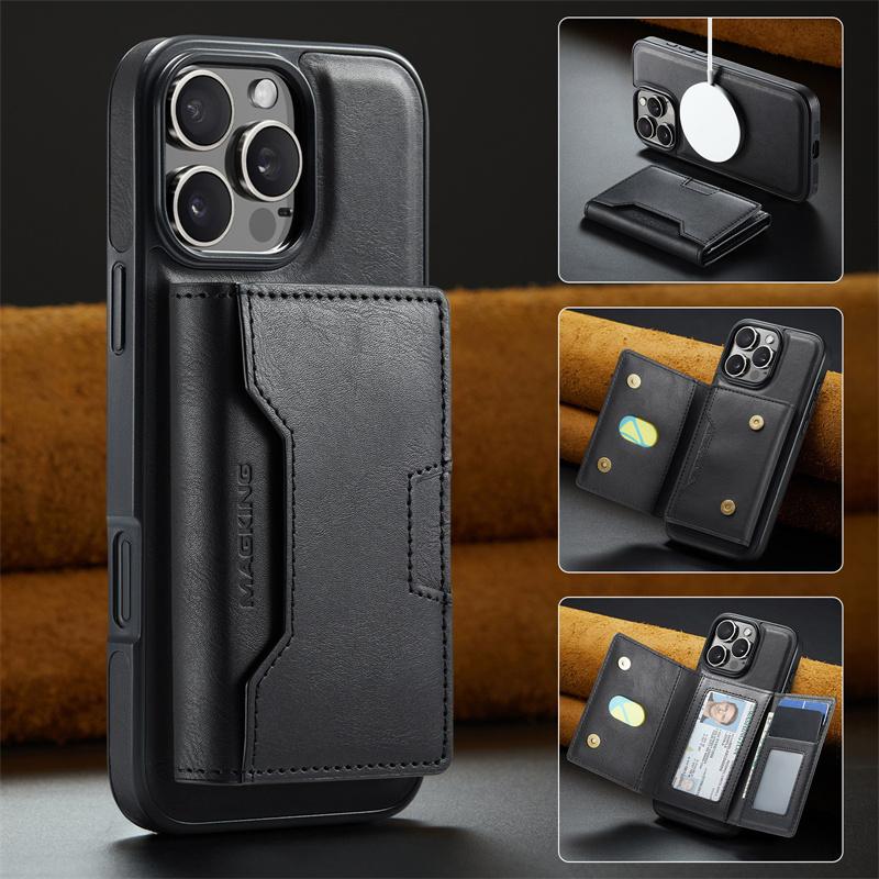 Retro Flip Leather Phone Case For iPhone 16 Pro Max 17 Air 15 Plus 14 13 12 Wallet Cards Magnetic Wireless Charging Back Cover