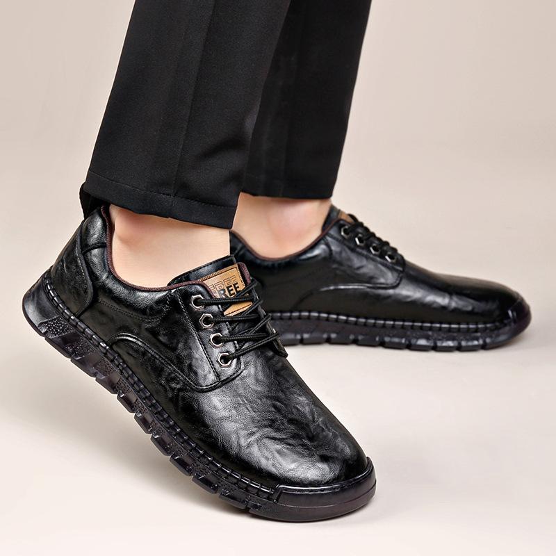 Solid Color Big Size Men's Business Casual Leather Shoes Spring Autumn Lace New Designer Shoes for Men