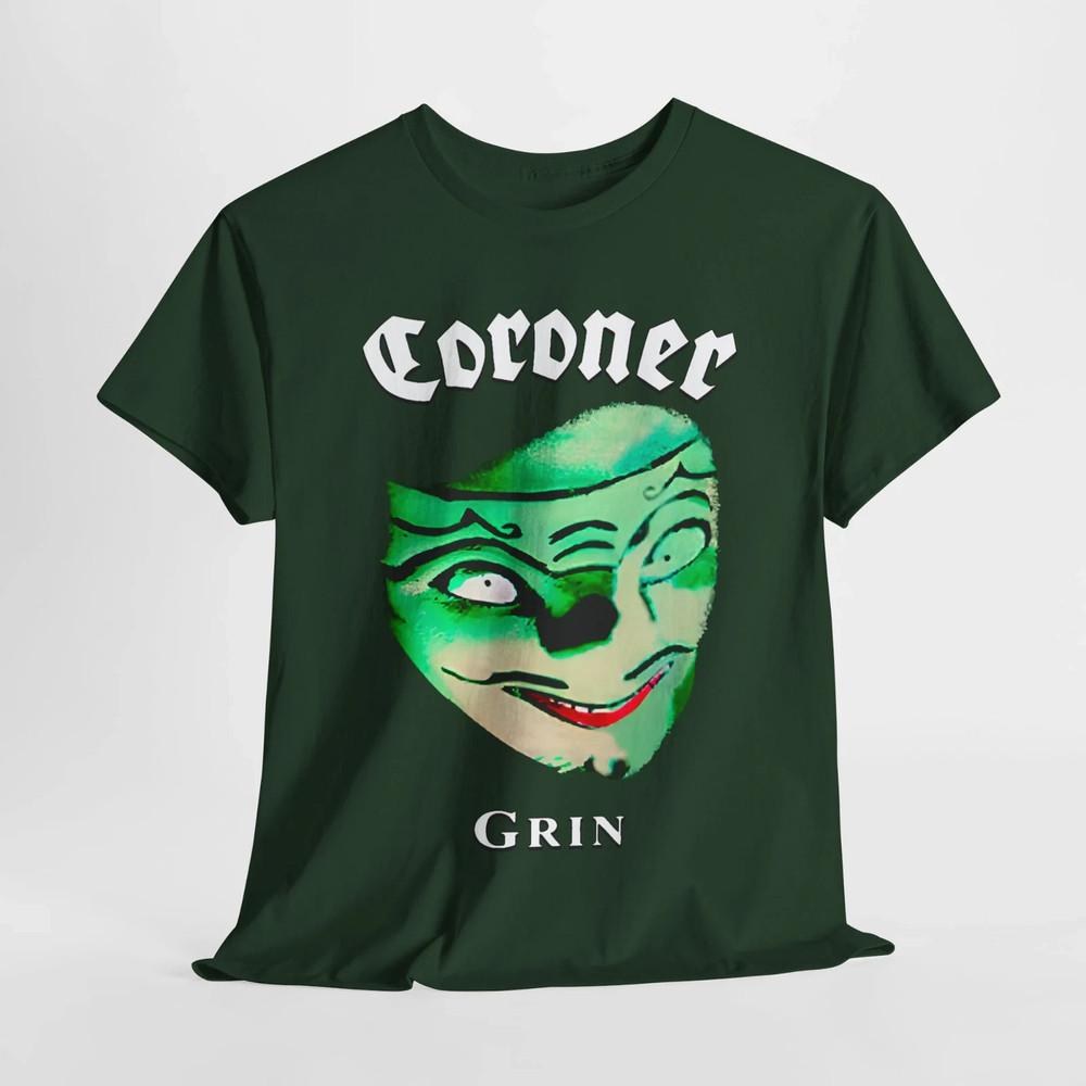 

CORONER Grin Album Forest Green Full Size S-5XL Unisex T-Shirt XL