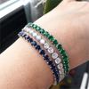 Adjustable Colorful Birthstone Tennis Bracelets for Women 4MM Crystal Bangle Girls Hand Chain Trend Jewelry Accessories H133