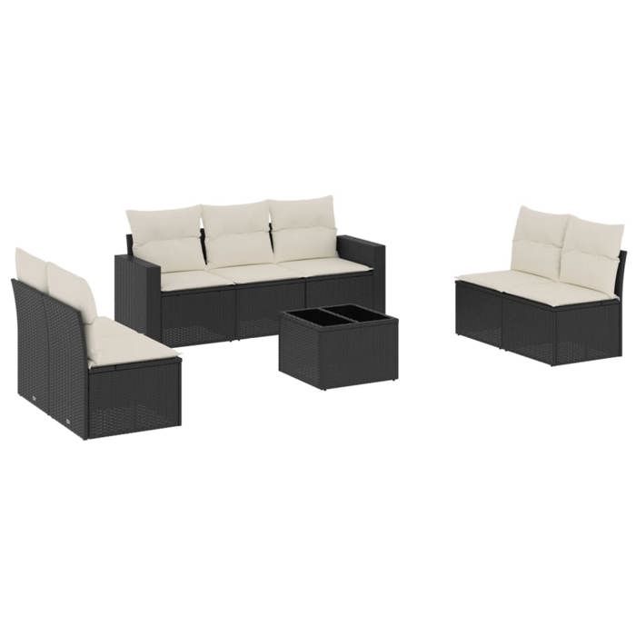 VidaXL Garden Lounge Set with Cushions 8 Pcs, Patio Sofas, Patio Furniture Set, Outdoor Furniture, Black 3218826