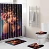 Printed Woman'S Head Pattern Bathroom Floor Mat Shower Curtain Carpet Combination E-Commerce