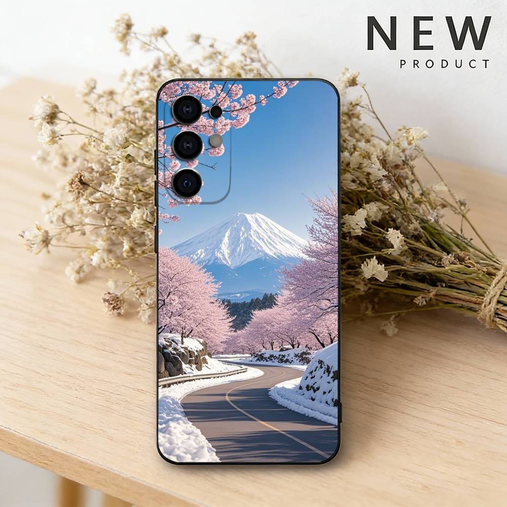 

Mount Fuji Sunset Phone Case For Samsung S26,25,24,23,22,30,21,10,9,Ultra,Plus,Lite Black Soft Case Samsung S23plus5G