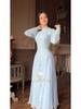 Women's European-American Style Waist-Cinched Long Sleeve Retro Dress, Soft and Elegant for Summer 2025