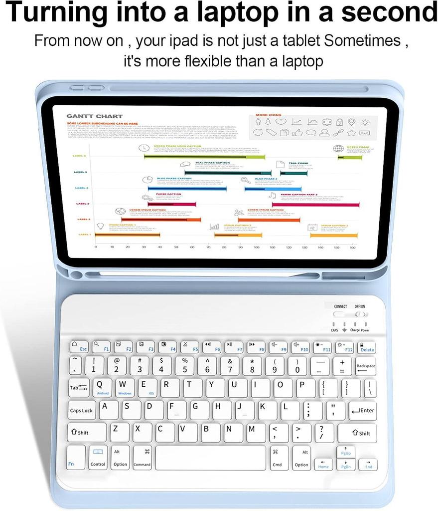 iPad Air 11 10th Gen Leather Keyboard Case with Magnetic Detachable Cover & Pen Slot